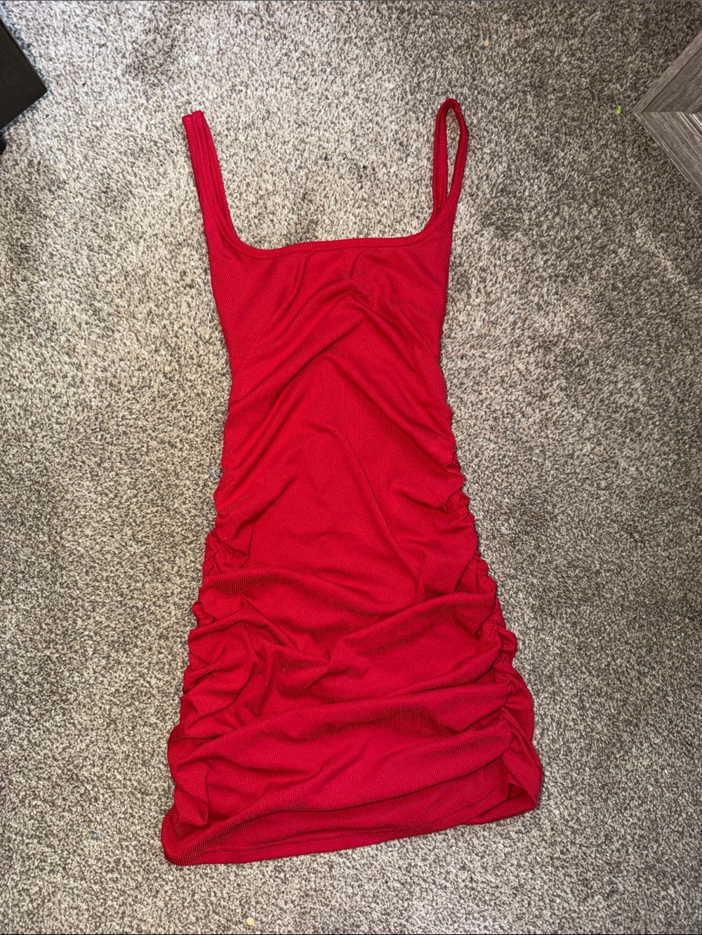 Red Ruched Bodycon Tank Dress